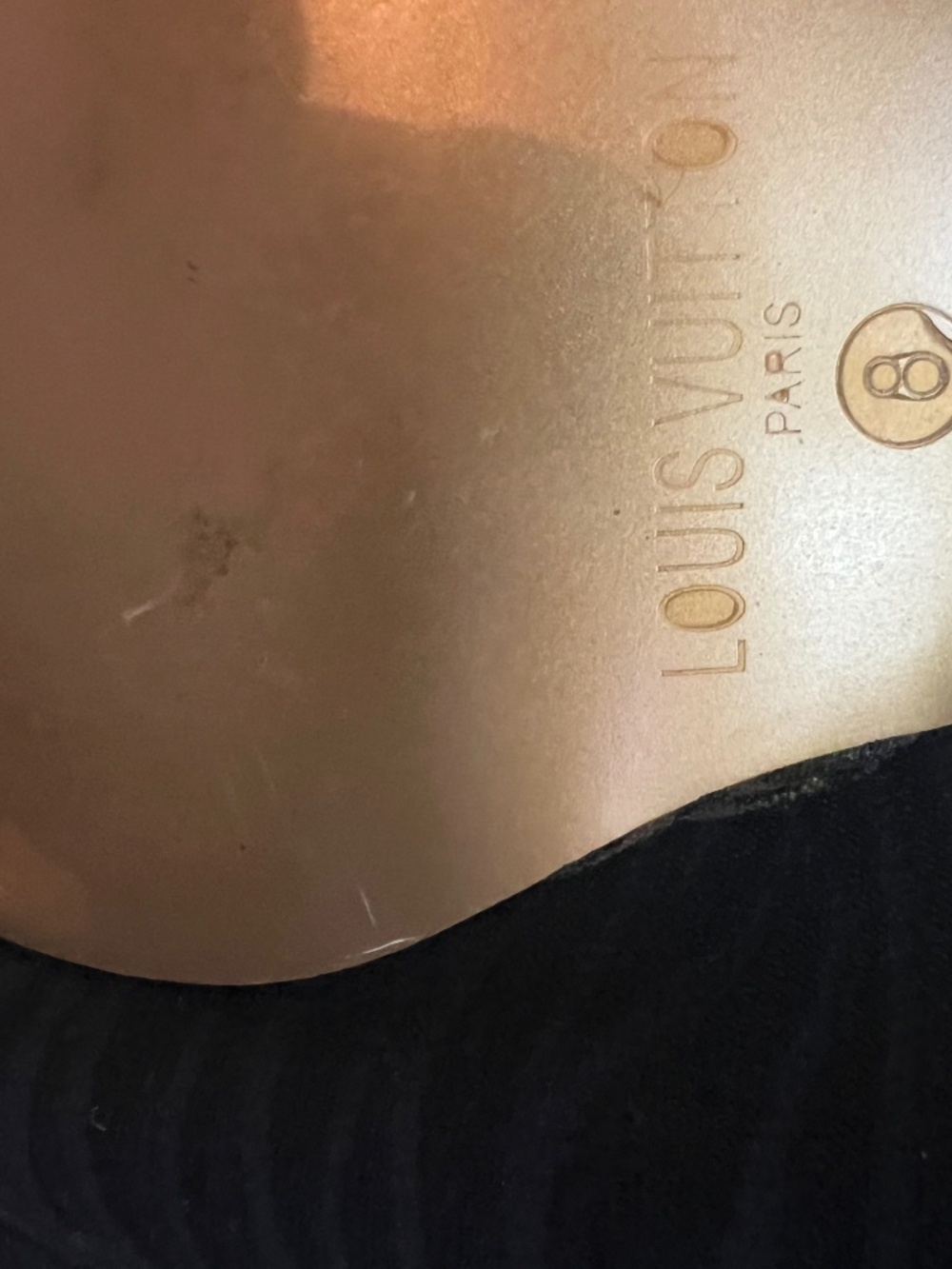 Vintage Louis Vuitton Monogram canvas mules gold bottom from the early 2000s era